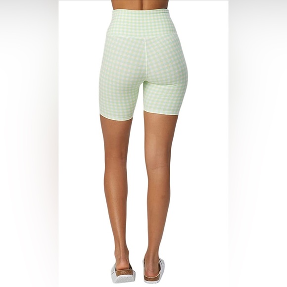 NWT Bandier x Sincerely Jules The Bryn 7" Biker Lifestyle Short Green Gingham - Picture 8 of 14